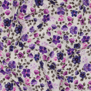 Ellie Purple Floral on Ivory Organic Cotton Lycra Knit Ellie Purple Floral on Ivory Organic Cotton Lycra Knit