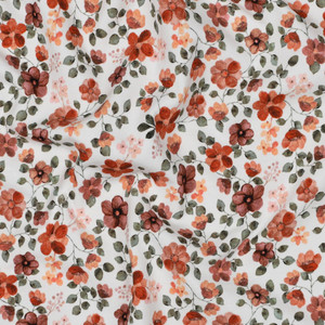 Ellie Rust Floral on Ivory Organic Cotton Lycra Knit Ellie Rust Floral on Ivory Organic Cotton Lycra Knit
