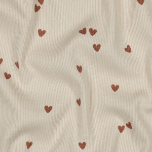 Scattered Hearts on Natural Cotton Lycra Rib Knit Scattered Hearts on Natural Cotton Lycra Rib Knit