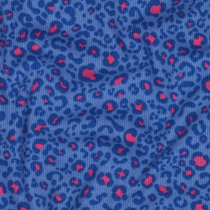 Leopard Print n Cobalt Cotton Lycra Rib Knit