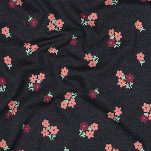 Cici Floral on Indigo Melange Cotton Lycra Cici Floral on Indigo Melange Cotton Lycra