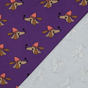 Dogs & Hearts on Purple French Terry