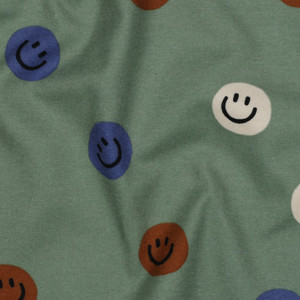 Smiley Faces on Green Flannel Smiley Faces on Green Flannel