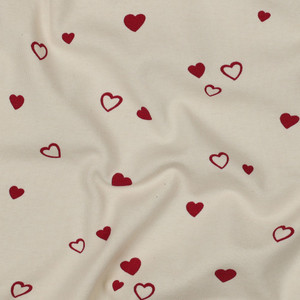 Fuchsia Hearts on Natural Organic Cotton Lycra Knit Fuchsia Hearts on Natural Organic Cotton Lycra Knit