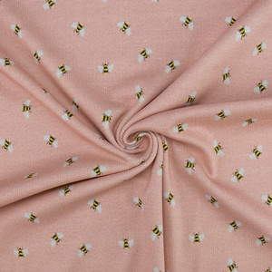 Sweet Bees on Pink Jersey Rib
