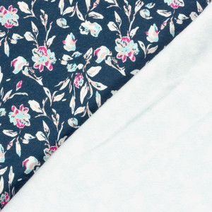 Flower Garden on Blue Heavy Sweatshirt Fleece