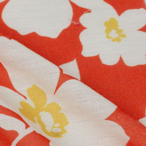 Cherry Blossoms on Orange Rayon