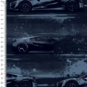 Navy Race Cars Cotton Lycra Knit