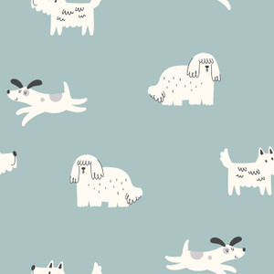 Dogs on Blue French Terry