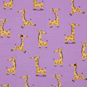 Giraffes on Lavender Cotton Lycra Knit