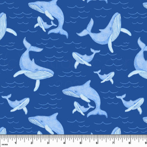 Custom Whales on Blue Stretch Board Shorts