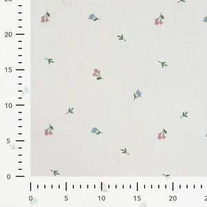 Mini Blue & Pink Wildflowers on Ivory Cotton Lycra Knit