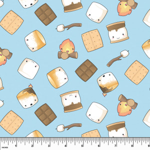 S'mores on Blue Vintage Tri-Blend Cotton Lycra