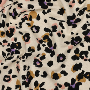 Leopard Floral Natural Sweatshirt Fleece