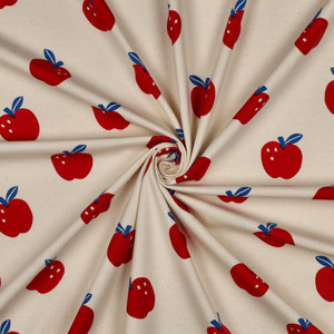 Apples on Natural Organic Cotton Lycra Knit
