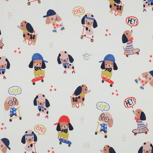 Drapper Doggies on Ivory Cotton Lycra Knit *SECONDS*