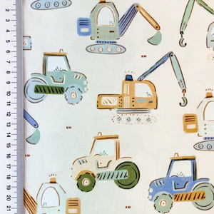 Digger & Tractors on Ivory Cotton Lycra Knit