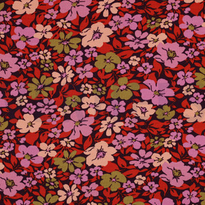 Odette Floral on Burgundy French Terry
