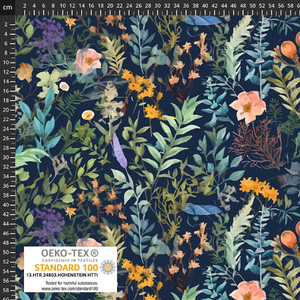 Stof Fabrics Large Scale Wildflowers on Navy Jersey Viscose Lycra