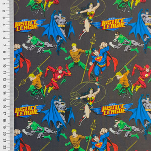 Justice League ™© on Gray Poplin