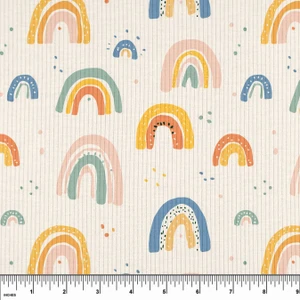 Custom Rainbows on Cream Rib Knit