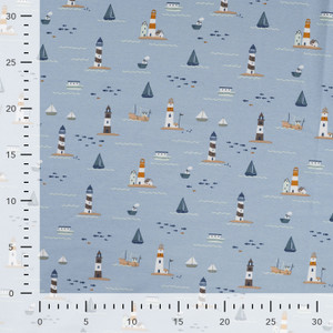 Sailboats & Lighthouses Cotton Lycra Knit