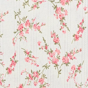 Pink Floral Sprigs Pointelle Rib Knit