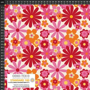 Stof Fabrics Pink & Orange Daisy Cotton Lycra Knit
