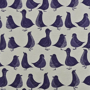 Navy Birds on Cream Cotton Lycra
