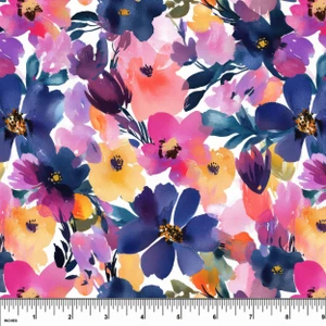 Custom Purple Blooms Cotton Lycra Knit
