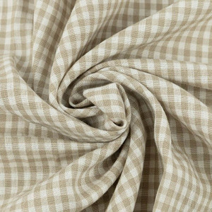 Taupe Mini Checks Italian Cotton Linen