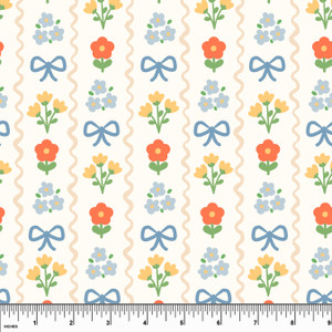 Custom Cottage Core Floral Stripe Bamboo Cotton Lycra Knit
