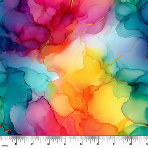 Custom Rainbow Alcohol Ink Bamboo Cotton Lycra Knit