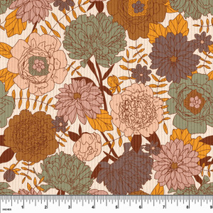 Custom Retro Fall Floral Rib Knit