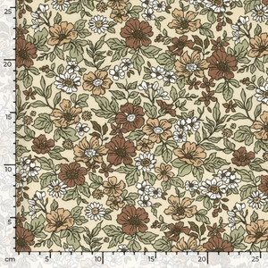 Country Floral on Cream Cotton Lycra Knit