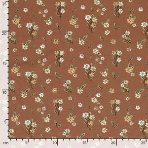 Mini Fall Floral on Rust Cotton Lycra Knit