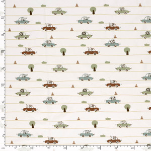 Zoo Animal Car Stripe Cotton Lycra Knit