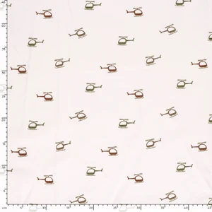 Helicopters on Ivory Cotton Lycra Knit