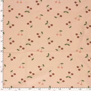 Cherries on Light Peach Cotton Lycra Knit