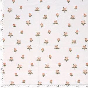 Mini Peach Floral on Ivory Cotton Lycra Knit