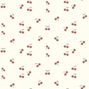 Cherries on Ivory Pointelle Rib Knit