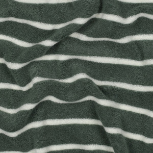 Olive Stripe Cotton Stretch Terry Knit