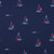 Sailboats on Navy Cotton Lycra Knit