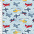 Planes & Helicopters on Blue Cotton Lycra