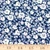 White Abstract Flowers on Navy Double Brushed Poly