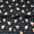 Autumn Birds on Navy Striped Cotton Lycra