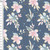 Faux Glitter Floral on Blue Cotton Lycra