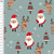 Santa & Reindeer on Old Green Cotton Lycra