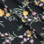 Delicate Floral Vines on Black Double Brushed Poly