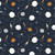 Outer Space on Navy Poplin